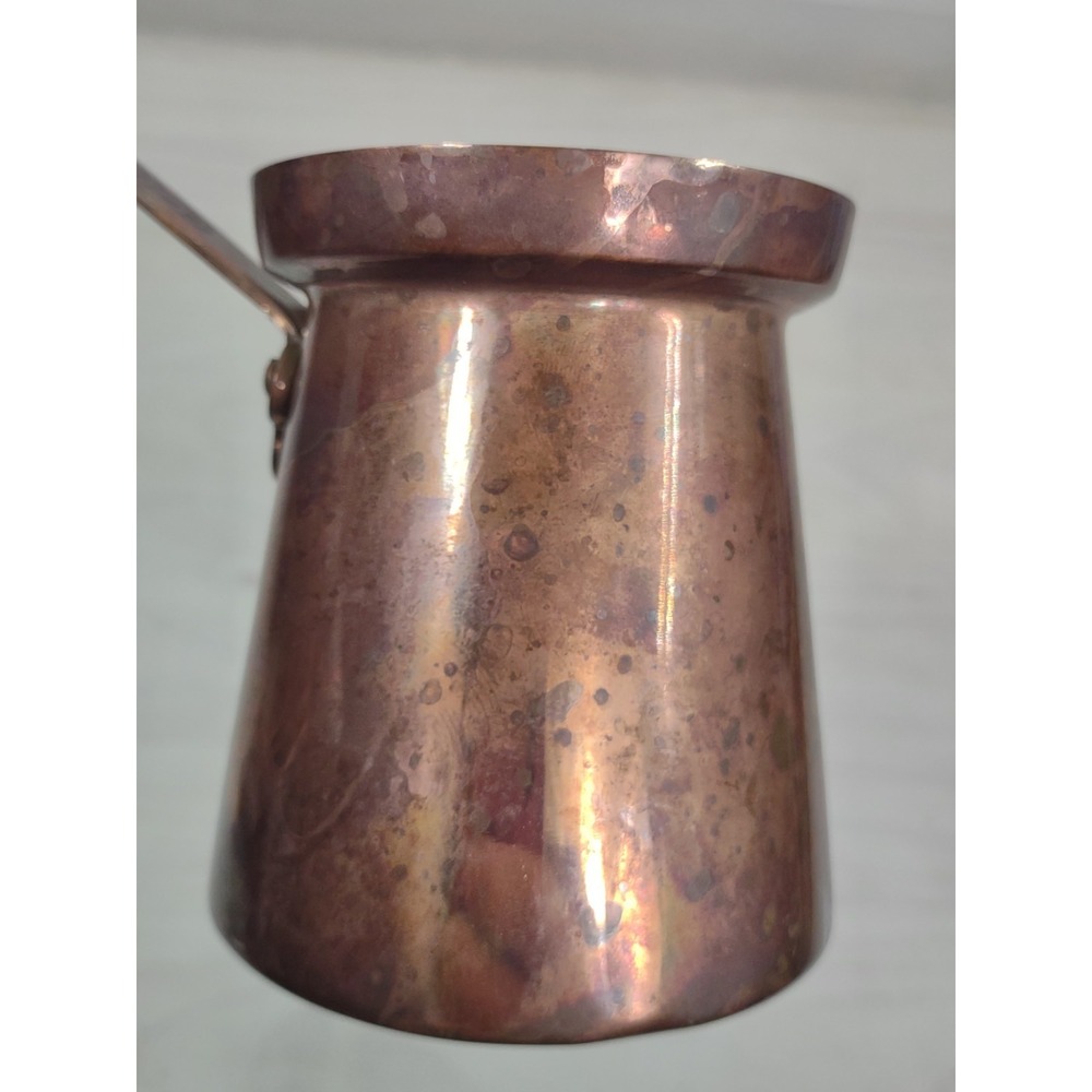Vtg Copper Tin Lining Coffee Pot Warmer Butter Melt Dipper Spout & Brass Handle